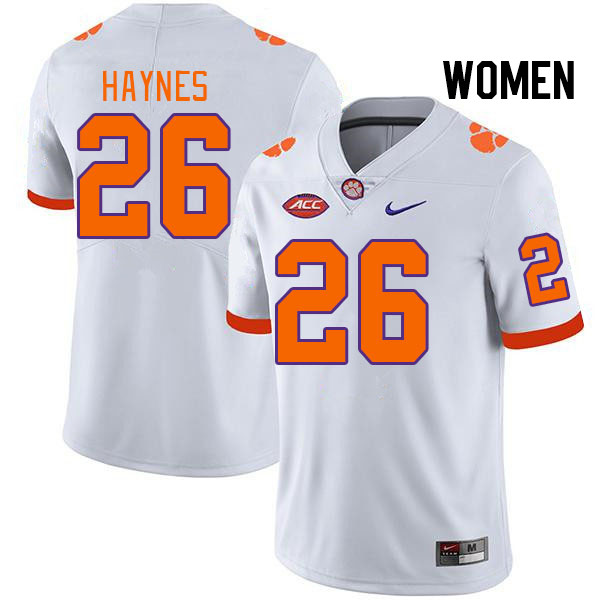 Women's Clemson Tigers Jay Haynes #26 College White NCAA Authentic Football Stitched Jersey 23EQ30MX